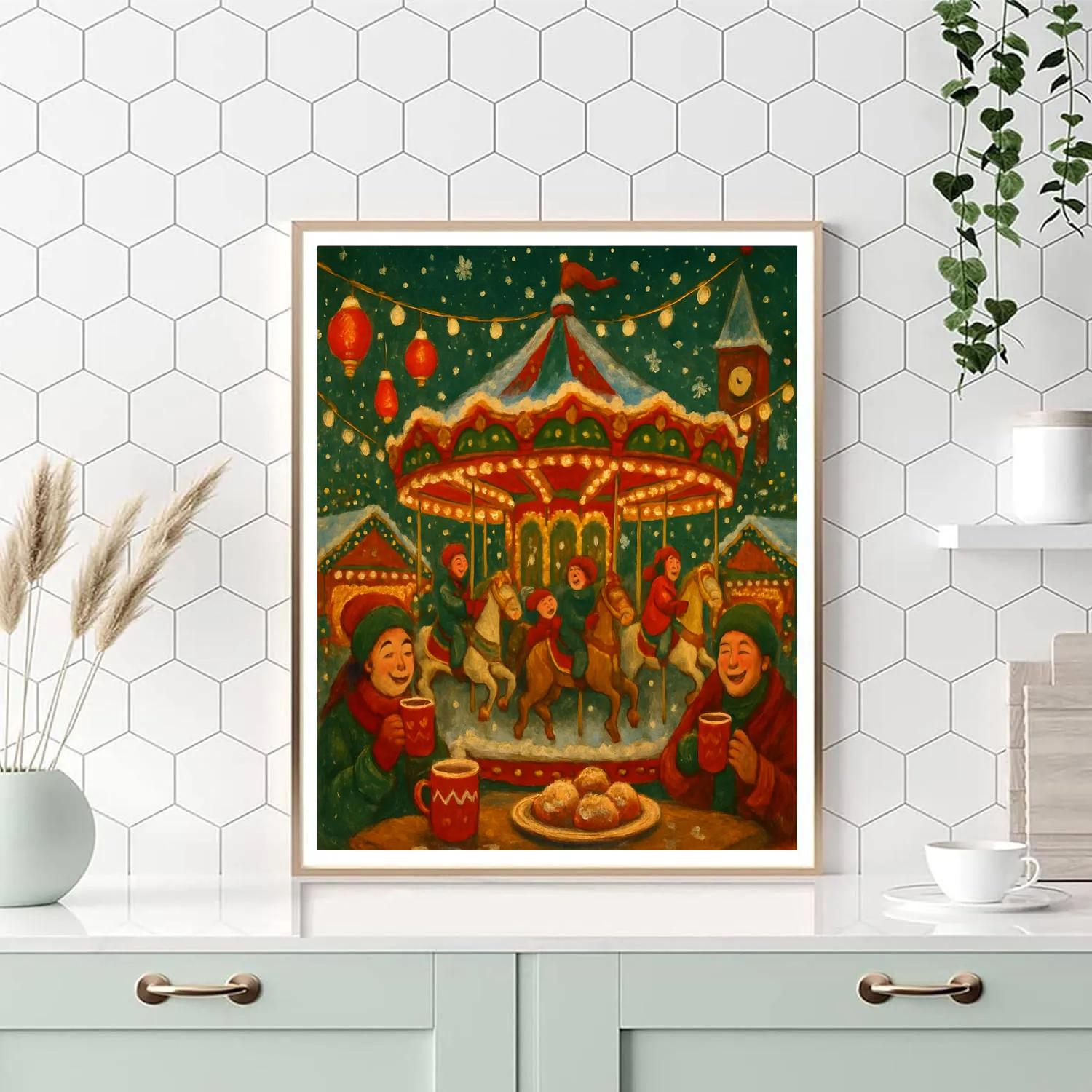 Noel Night Market Carousel DIY paint by numbers