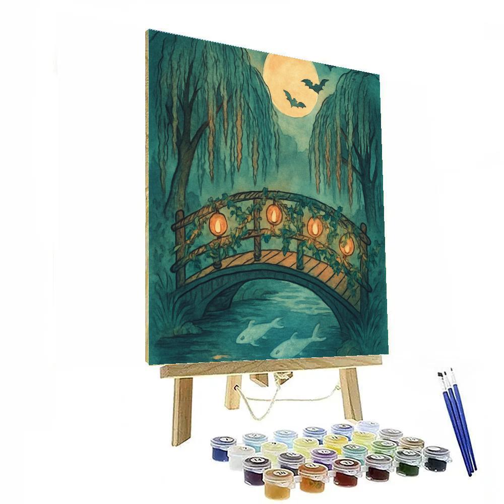 The Willow Lantern Bridge paint by number