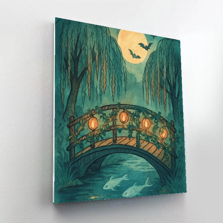 The Willow Lantern Bridge paint by number