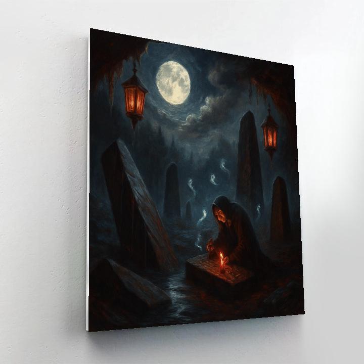 Moonlit Stonefall Glen Number painting