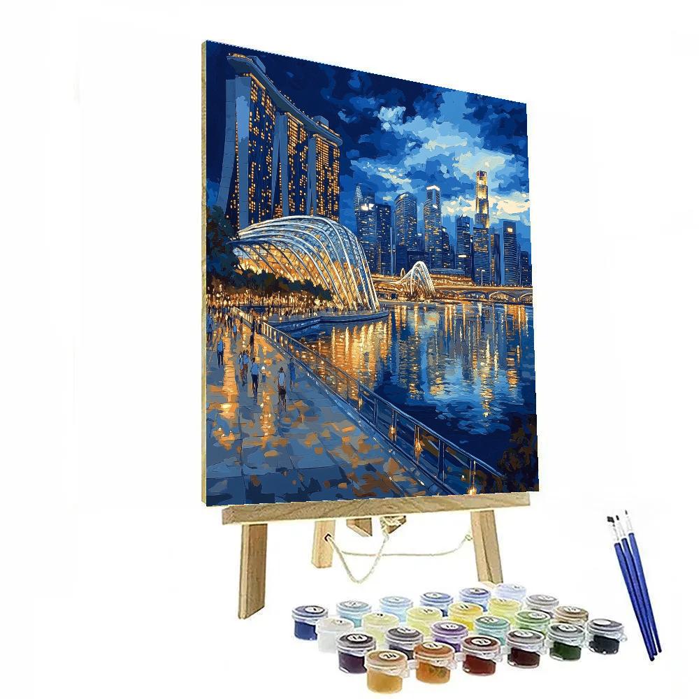 Marina Bay Skyline At Dusk Singapore paint by numbers