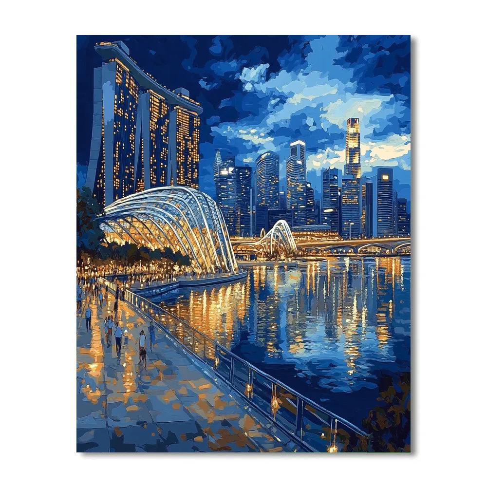Marina Bay Skyline At Dusk Singapore paint by numbers
