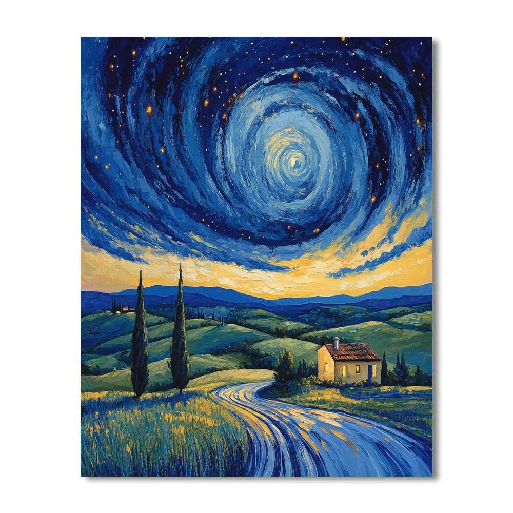 Van Gogh Inspired Starry Countryside Numbered painting kits