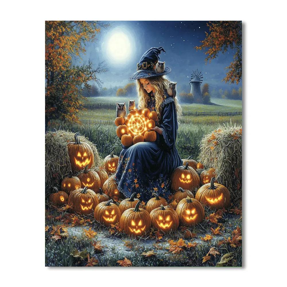 Midnight Harvest Spooky Patch Number painting