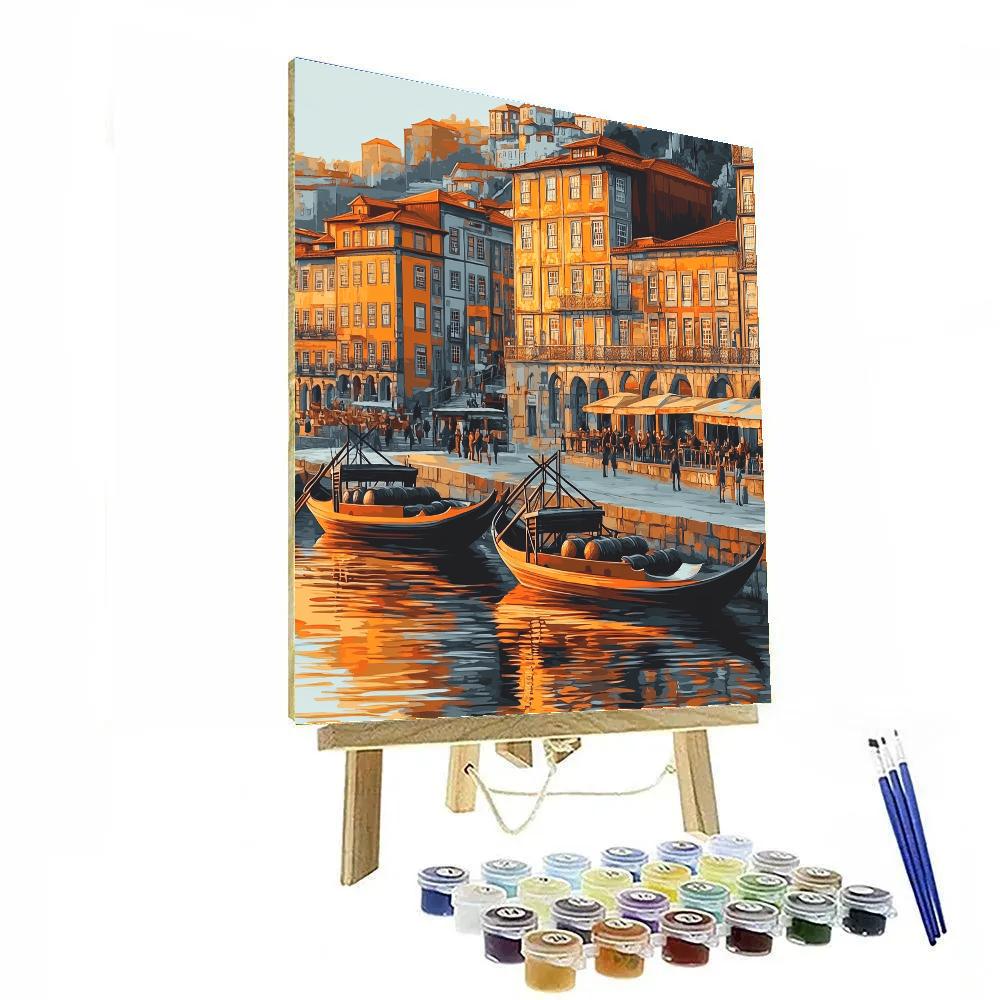 Ribeira Riverfront Porto At Golden Hour Painting by numbers kit