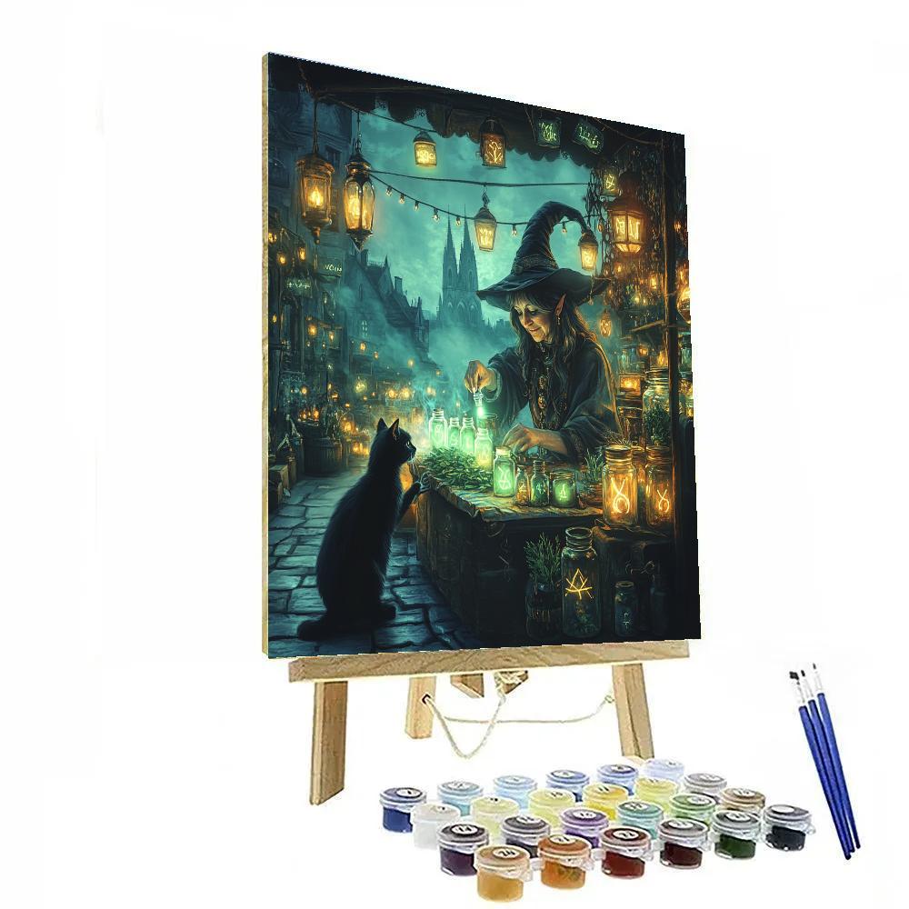 Witchs Brew Market Haunted paint by number