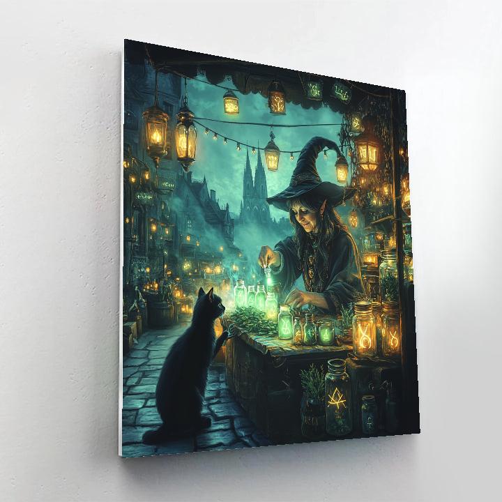 Witchs Brew Market Haunted paint by number