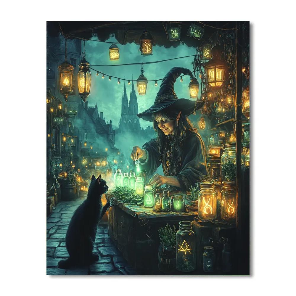 Witchs Brew Market Haunted paint by number