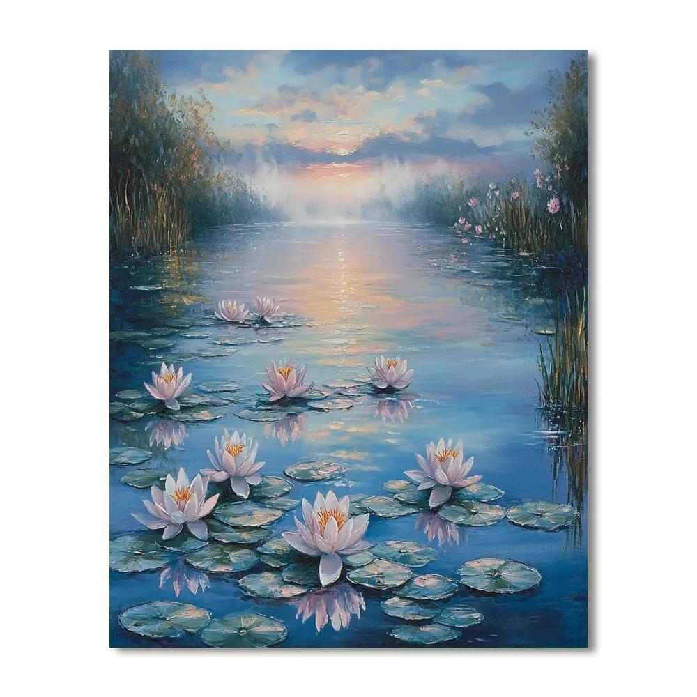 Claude Monet Inspired Waterlily Morning Mist paint by number