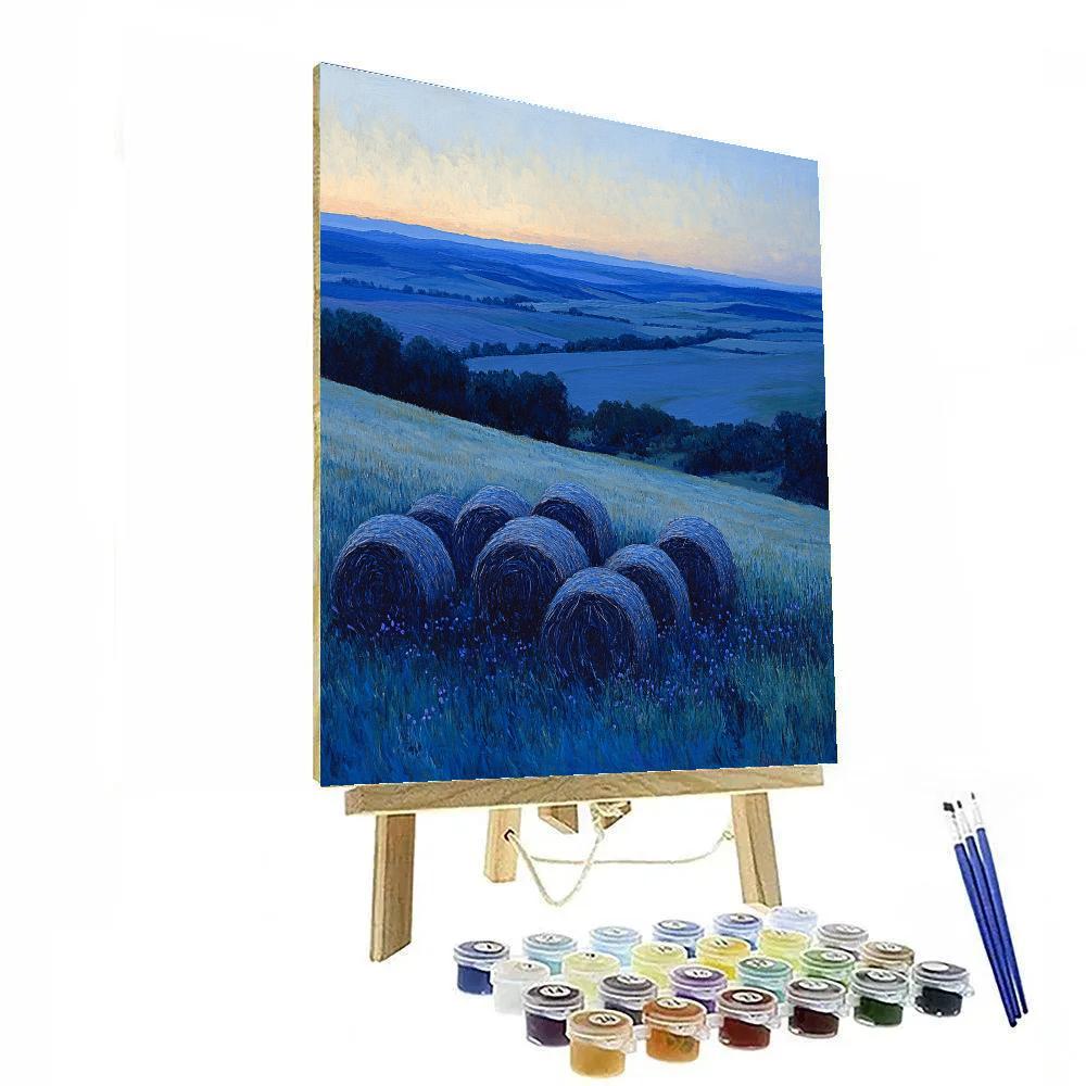 Claude Monet Inspired Haystacks At Blue Hour Number painting