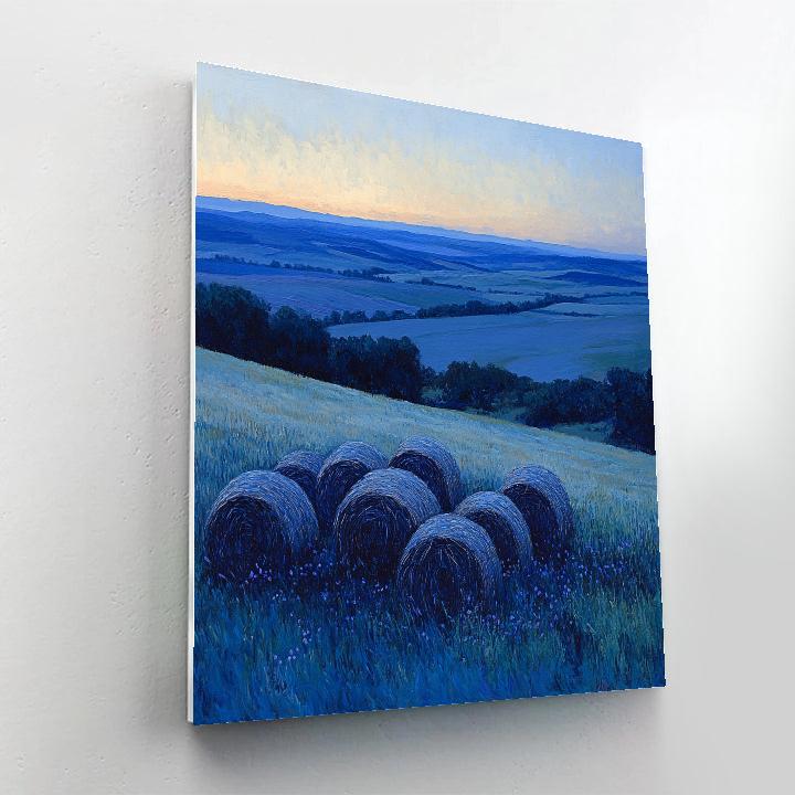 Claude Monet Inspired Haystacks At Blue Hour Number painting