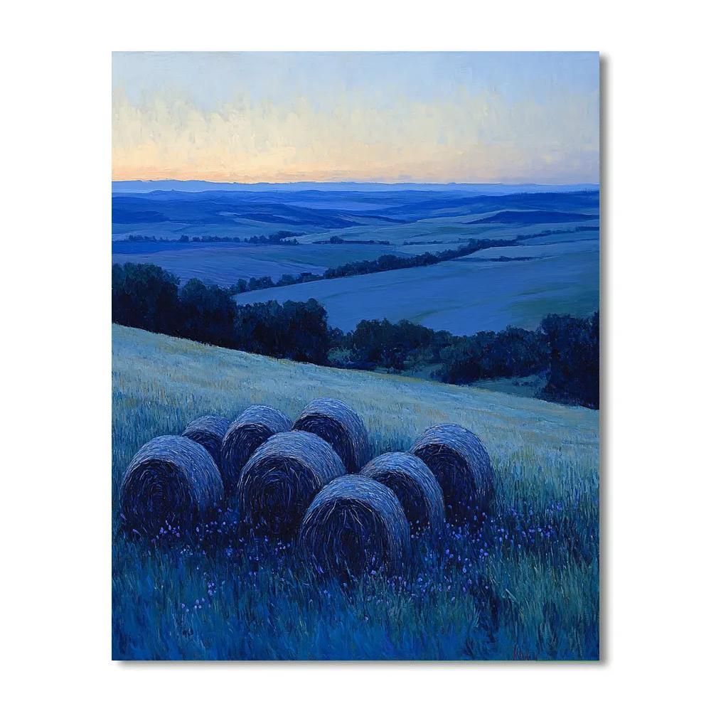 Claude Monet Inspired Haystacks At Blue Hour Number painting