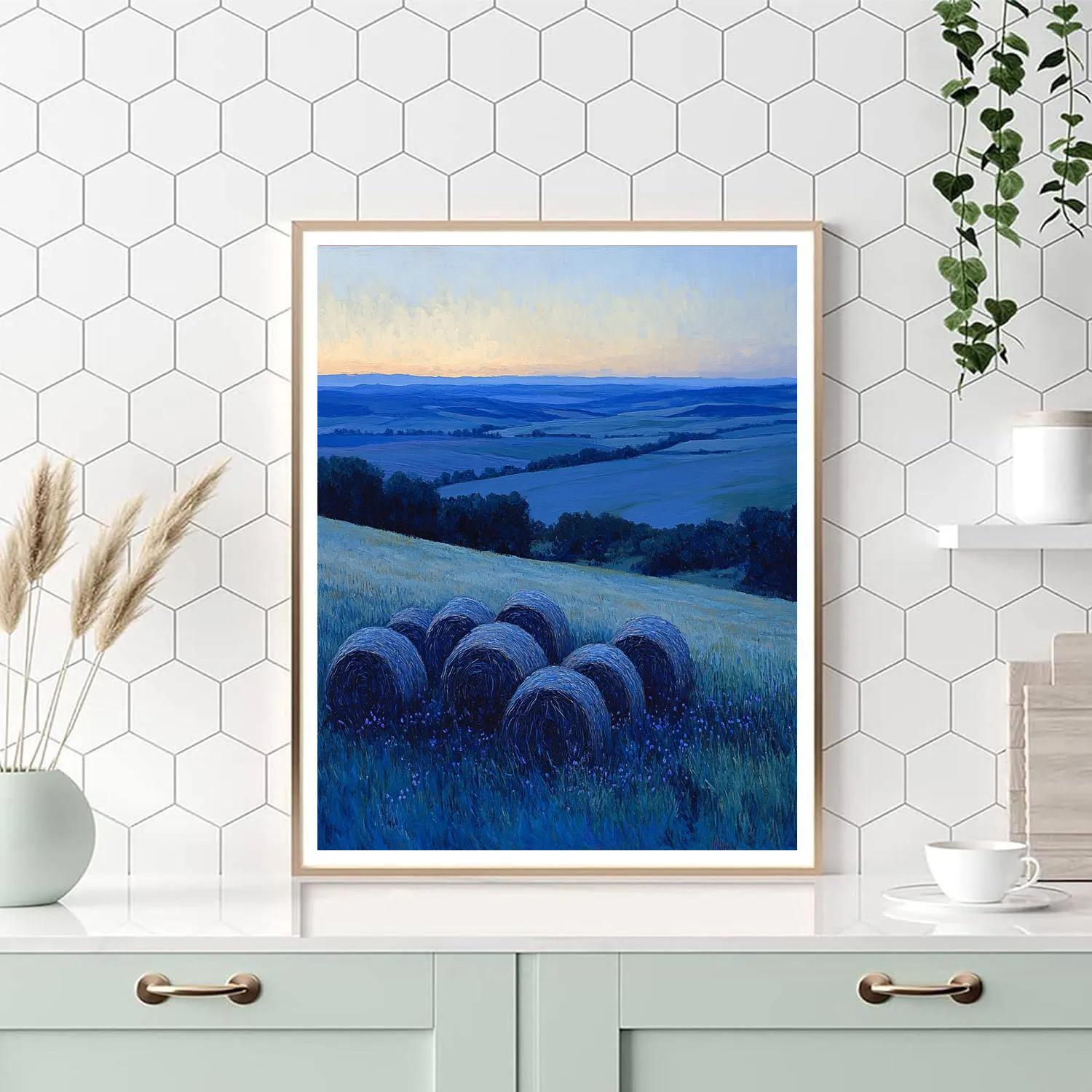 Claude Monet Inspired Haystacks At Blue Hour Number painting