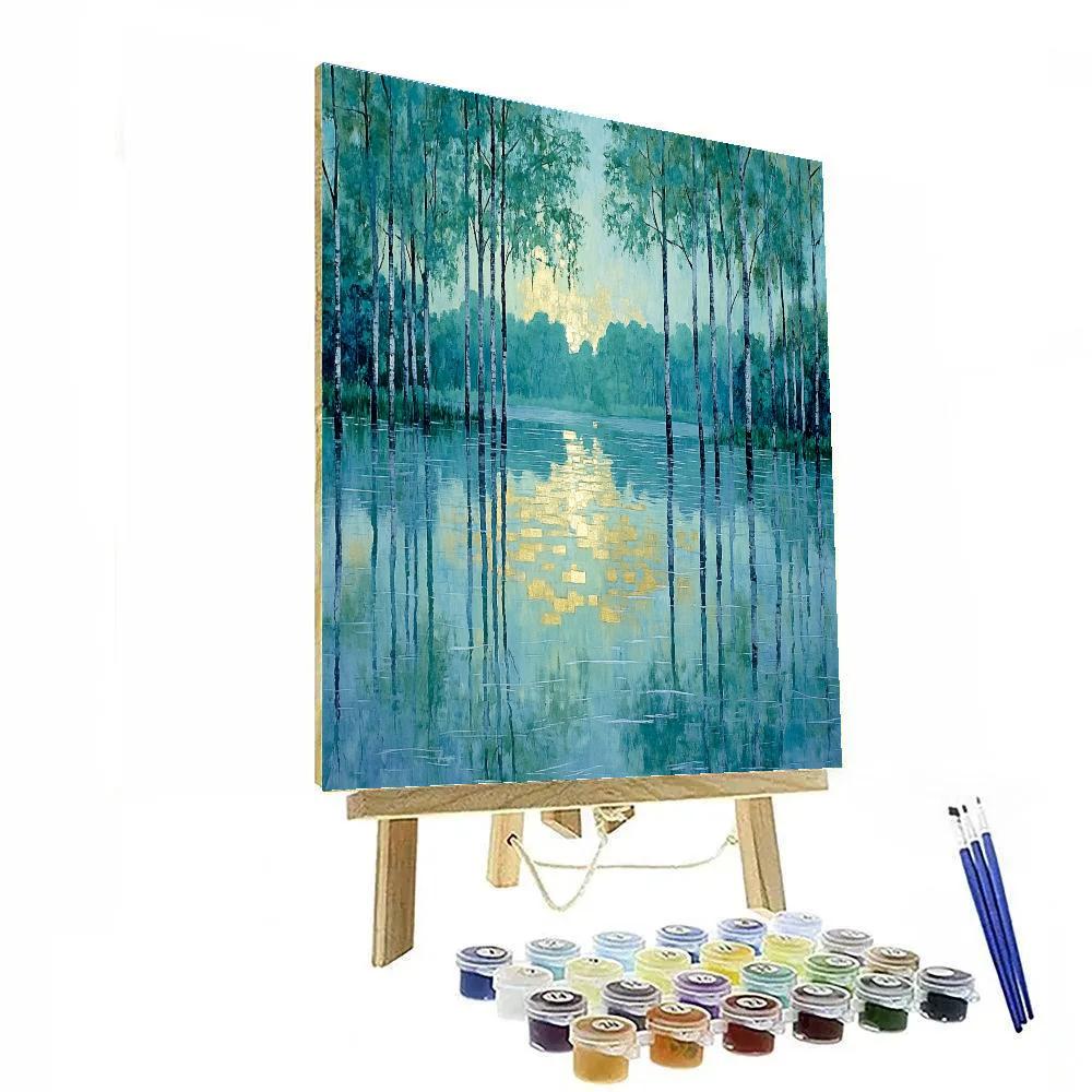 Claude Monet Inspired River Poplars Under Moonlight Painting by numbers kit