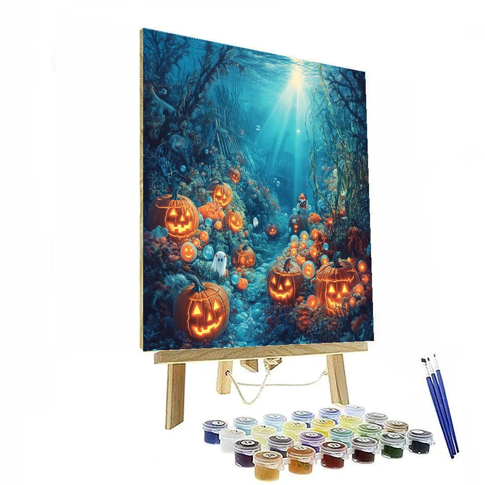 Moonlit Aquarium Pumpkin Reef Number painting