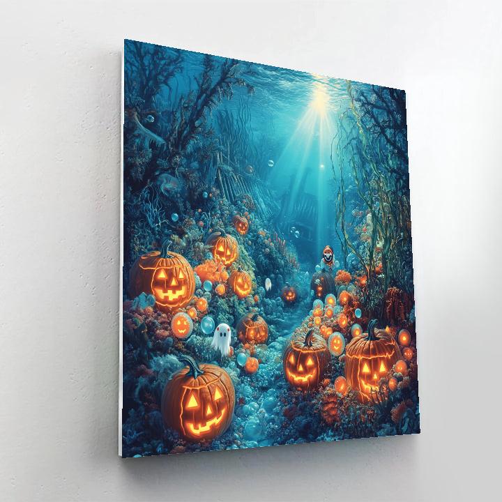 Moonlit Aquarium Pumpkin Reef Number painting