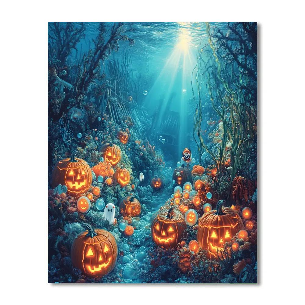 Moonlit Aquarium Pumpkin Reef Number painting