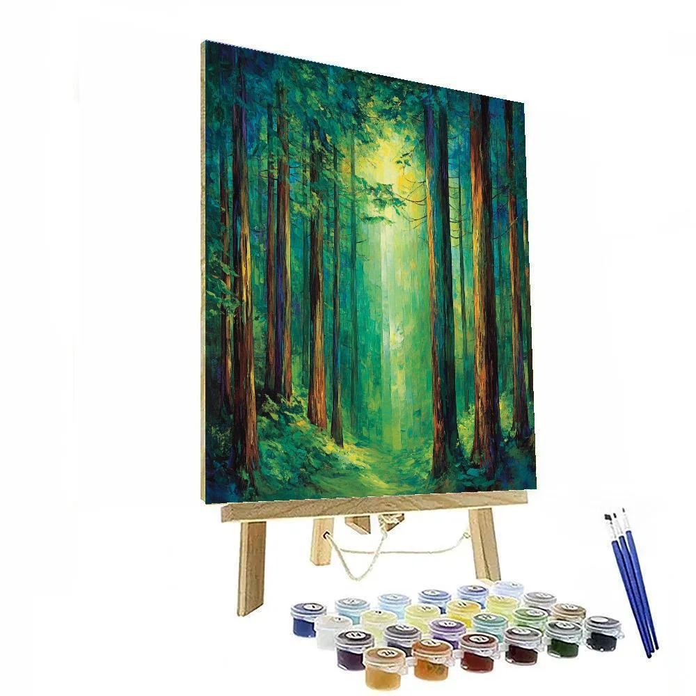 Emily Carr Inspired Cathedral Cedars paint by number