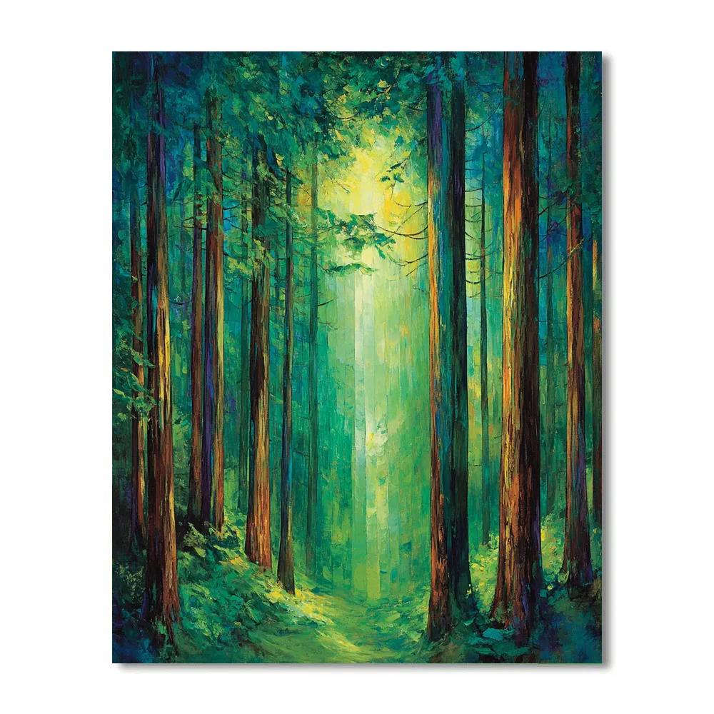 Emily Carr Inspired Cathedral Cedars paint by number