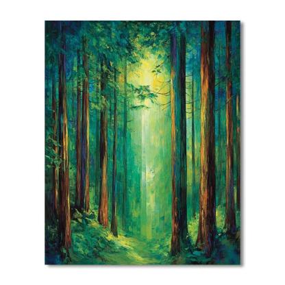 Emily Carr Inspired Cathedral Cedars paint by number