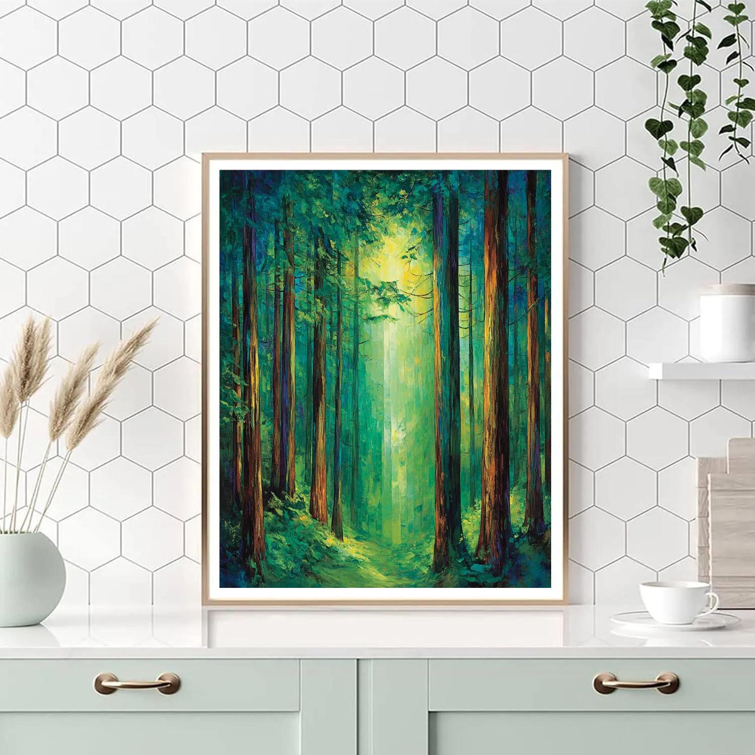 Emily Carr Inspired Cathedral Cedars paint by number