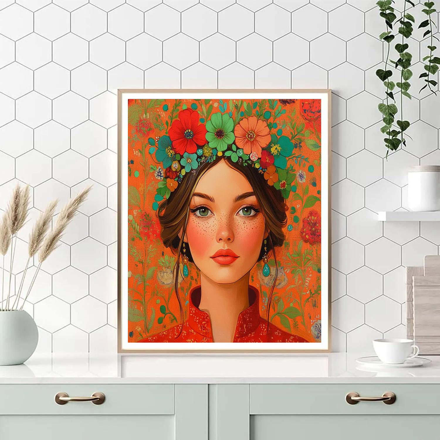 Frida Kahlo Inspired Floral Self Portrait painting number kit