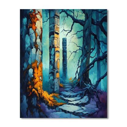 Emily Carr Inspired Totem Grove Embrace Numbered painting kits