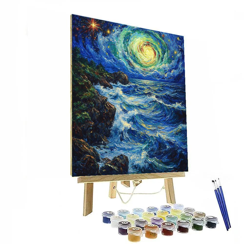 Edvard Munch Inspired Cosmic Coastal Tempest DIY paint by numbers