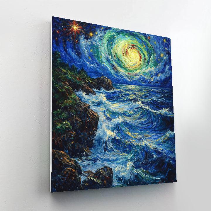 Edvard Munch Inspired Cosmic Coastal Tempest DIY paint by numbers