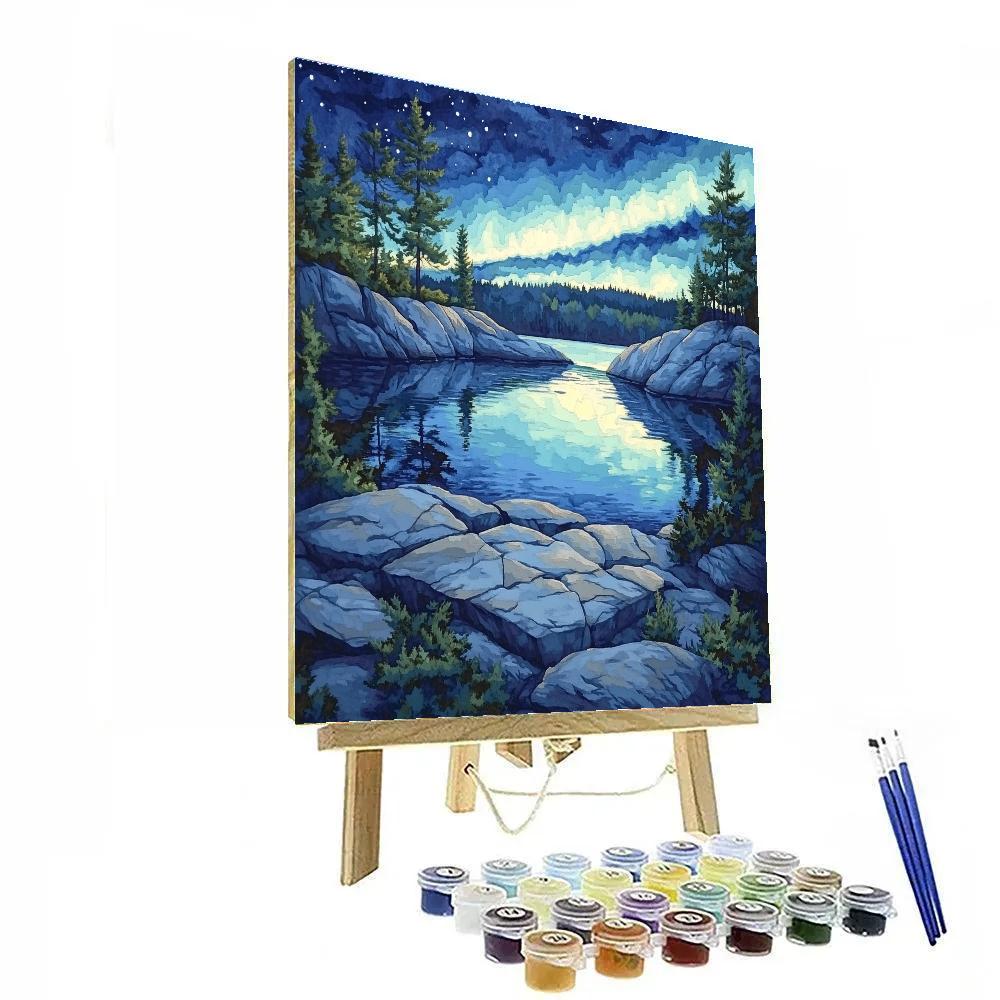 Franklin Carmichael Inspired Aurora Over Granite Cove Paint by numbers kits