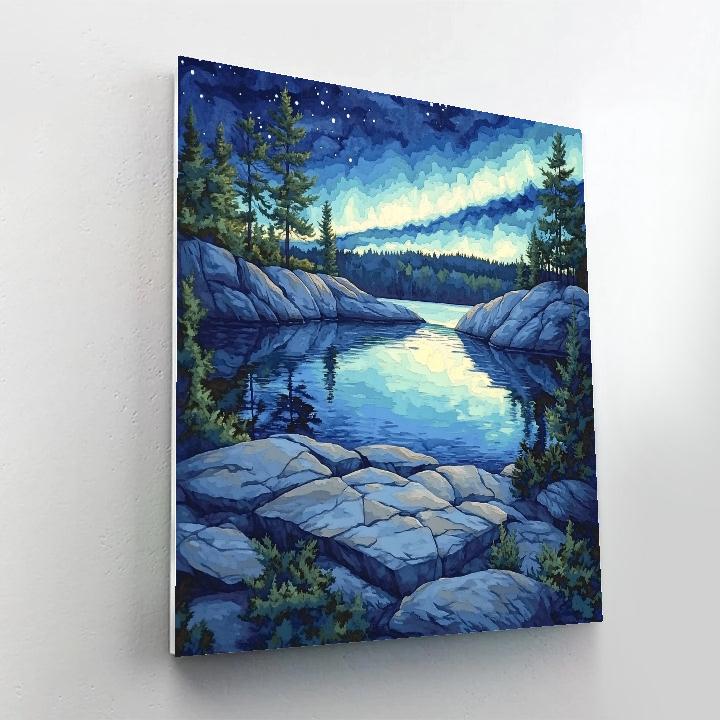 Franklin Carmichael Inspired Aurora Over Granite Cove Paint by numbers kits