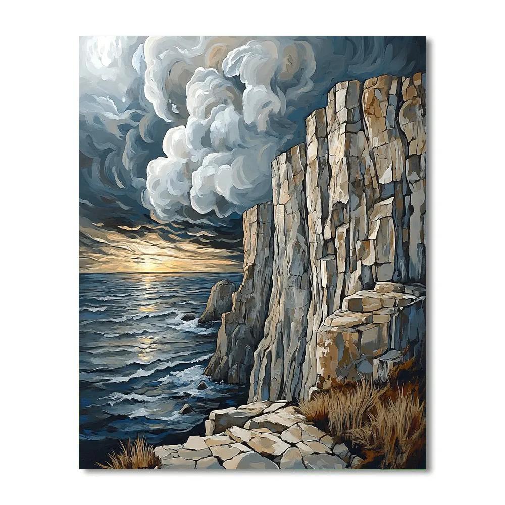 Francisco Goya Inspired Ashen Cliffs Against Storm Paint by numbers art