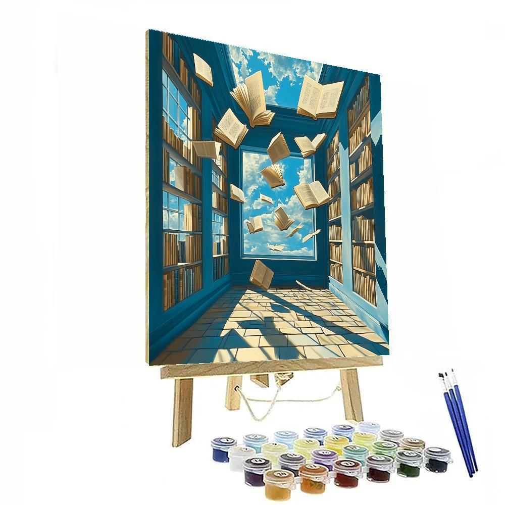 Rene Magritte Inspired Floating Library paint by numbers