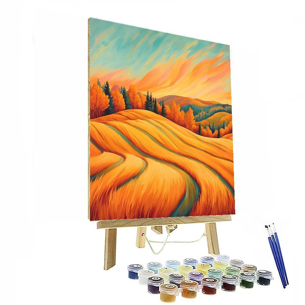Frederick Varley Inspired Windswept Hills In Autumn Glow Paint by numbers art