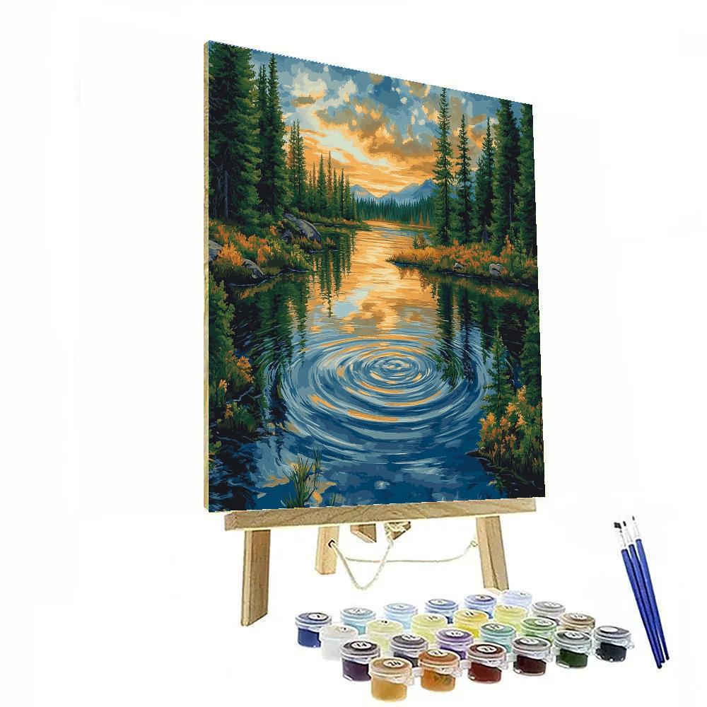 J. E. H. MacDonald Inspired Pine Trees Framing Northern Lake paint by number