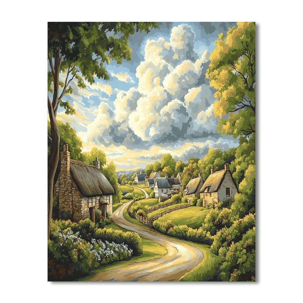 John Constable Inspired Country Village Paint by numbers art
