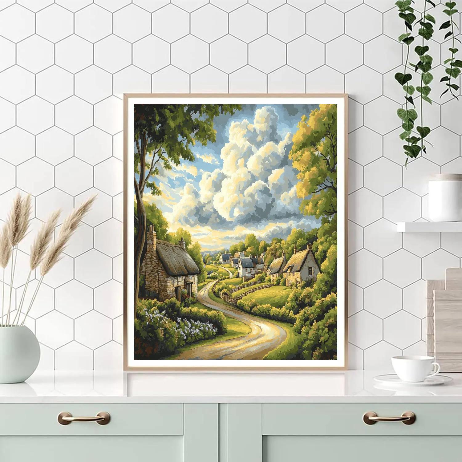 John Constable Inspired Country Village Paint by numbers art