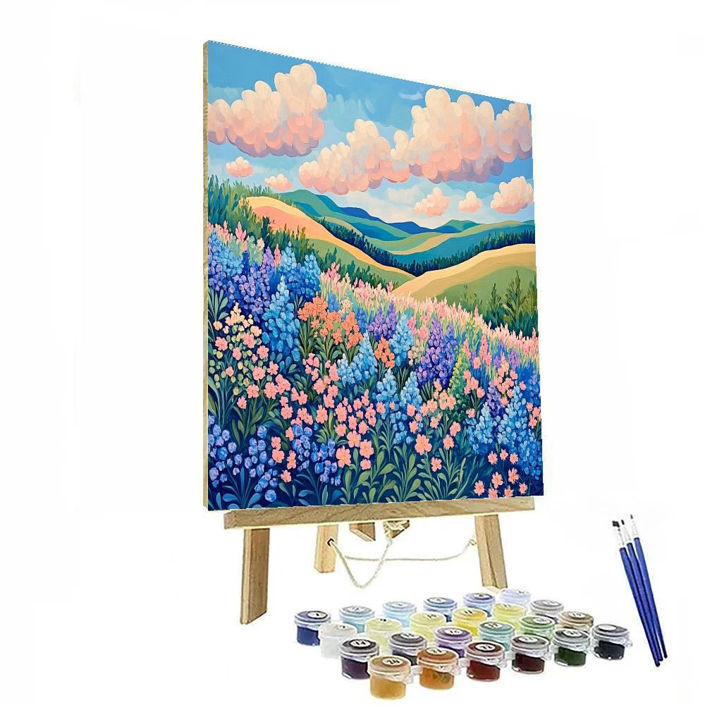 J. E. H. MacDonald Inspired Meadow With Wildflowers And Clouds Paint by numbers kits