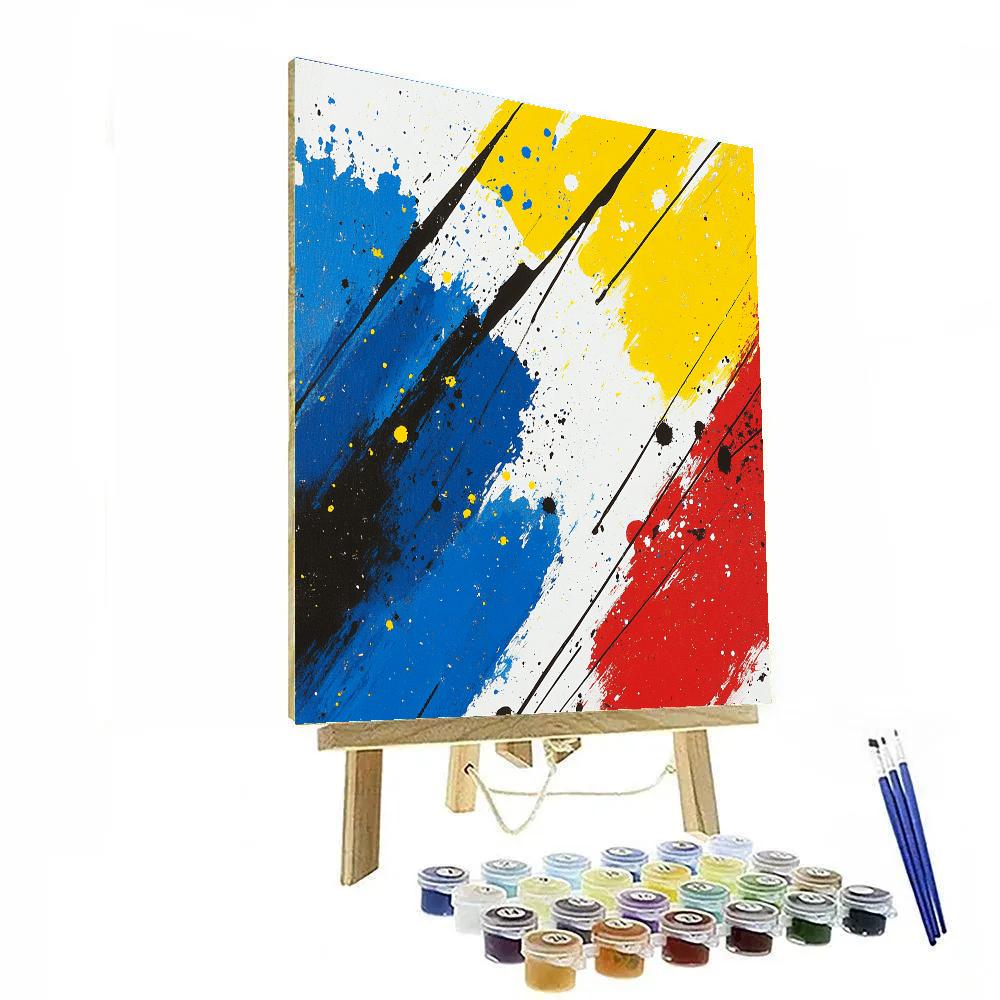 Jackson Pollock Inspired Electric Field Of Primaries Painting by numbers kit