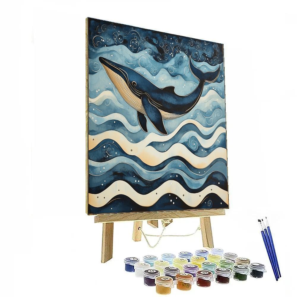 Hokusai Inspired Silver Whale Paint by numbers kits