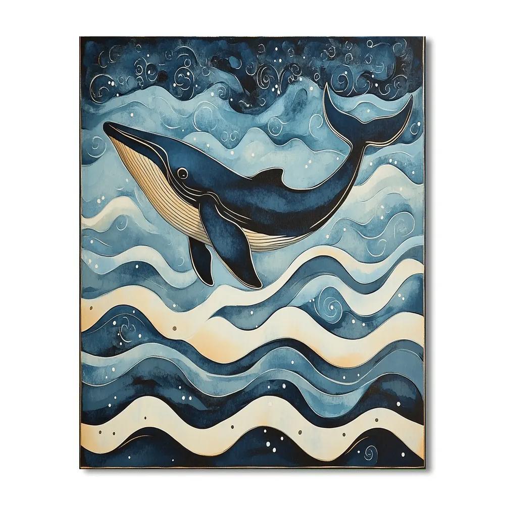 Hokusai Inspired Silver Whale Paint by numbers kits