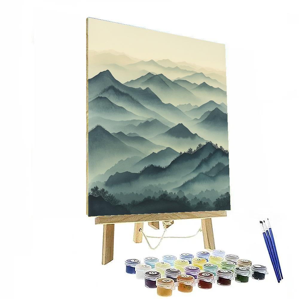 Zhao Mengfu Inspired Misty Mountain Lattice painting number kit