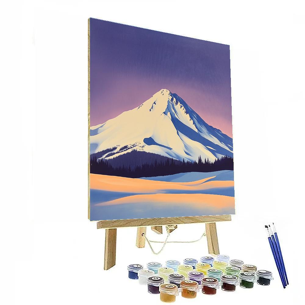 Lawren Harris Inspired Snow-Capped Mountain Under Clear Sky paint by numbers