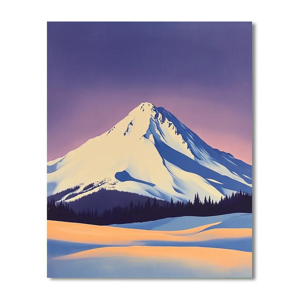 Lawren Harris Inspired Snow-Capped Mountain Under Clear Sky paint by numbers