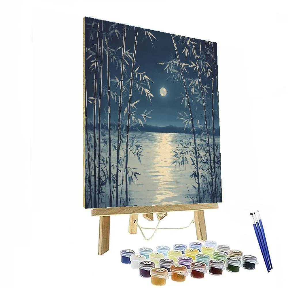 Zhao Mengfu Inspired Moonlit Bamboo Harmony Paint by numbers art