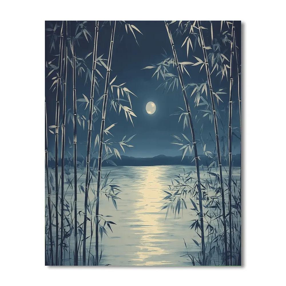 Zhao Mengfu Inspired Moonlit Bamboo Harmony Paint by numbers art