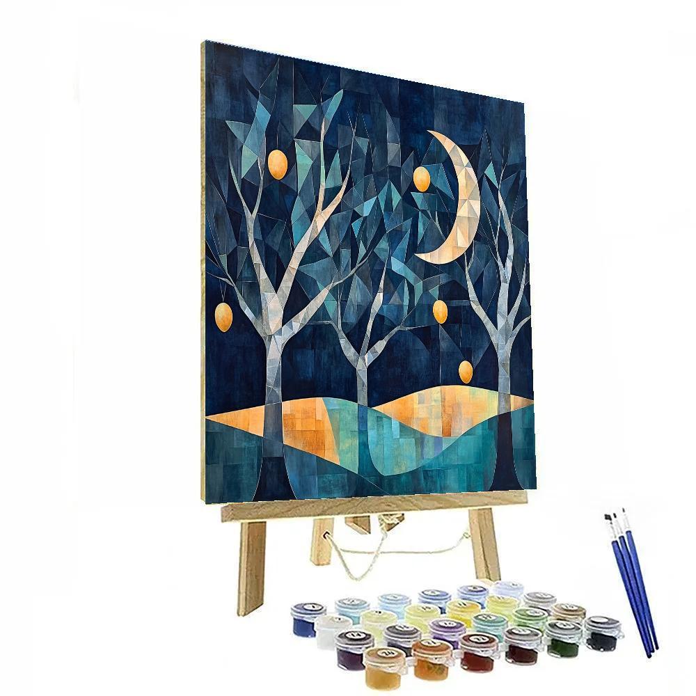 Pablo Picasso Inspired Cubist Moonlit Orchard painting number kit