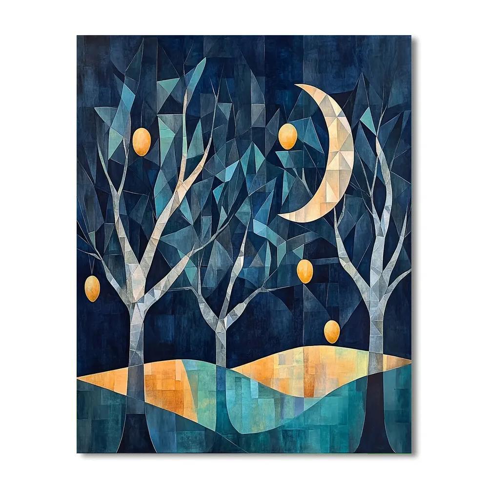 Pablo Picasso Inspired Cubist Moonlit Orchard painting number kit