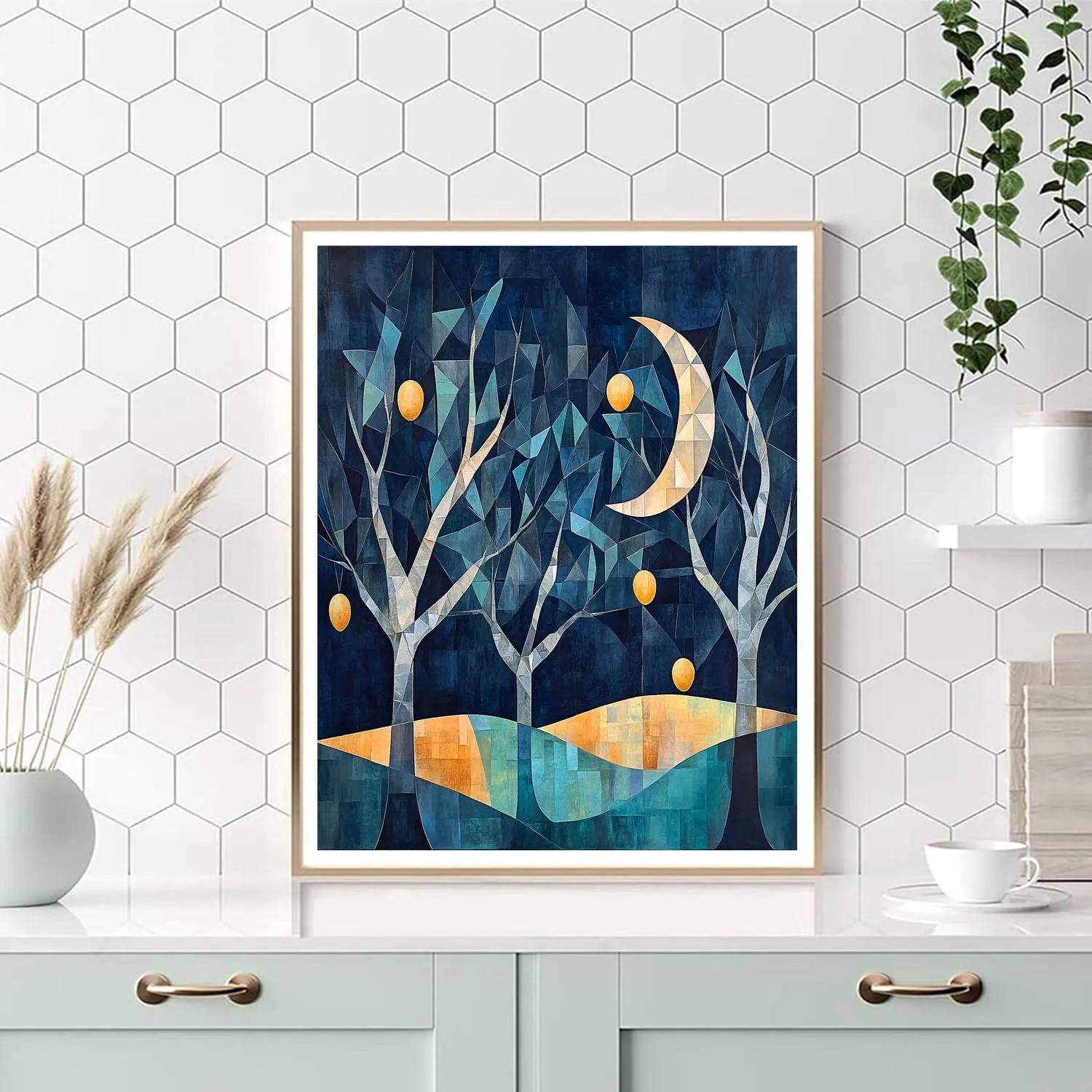 Pablo Picasso Inspired Cubist Moonlit Orchard painting number kit