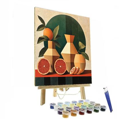 Pablo Picasso Inspired Fractured Ceramic Vases And Citrus Number painting
